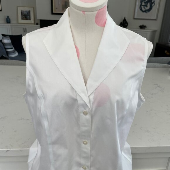 Jones New York Platinum Collection Slvless Button Down Blouse White Sz 10 NWOT - Picture 2 of 8